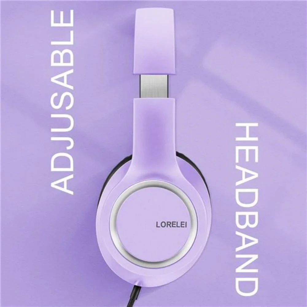 Over Ear Wired Headphones with Microphone Foldable Lightweight Headset 3.5mm Jac